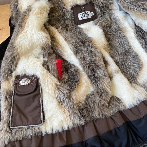 HELL IS FOR HEROES SKI JACKET BELTED AZTEC HOOD POCKETS FULL ZIP SNAP FRONT 42-6 - Picture 8 of 11